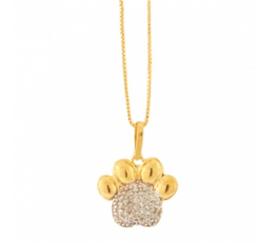 Colar patinha de cachorro zirconia cristal. 8x9mm. 160920