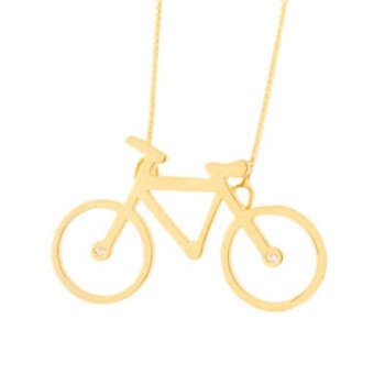 Colar bicicleta lisa com detalhe zirconia cristal. 13x25mm. 160999