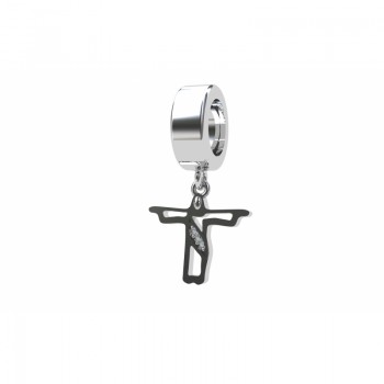 Berloque cristo redentor vazado em prata com zirconia cristal. 361130