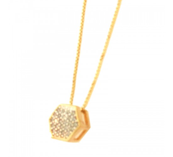 Colar chuveiro sextavado zirconia cristal. 2x3mm. 161156