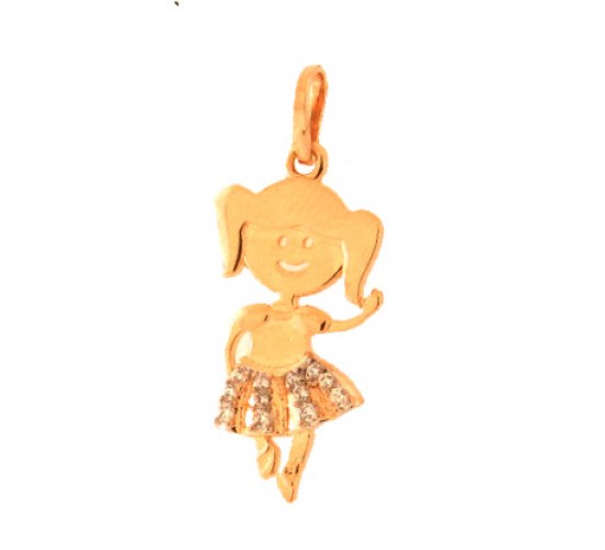 Pingente menina bailarina com saia zirconia cristal. 161175