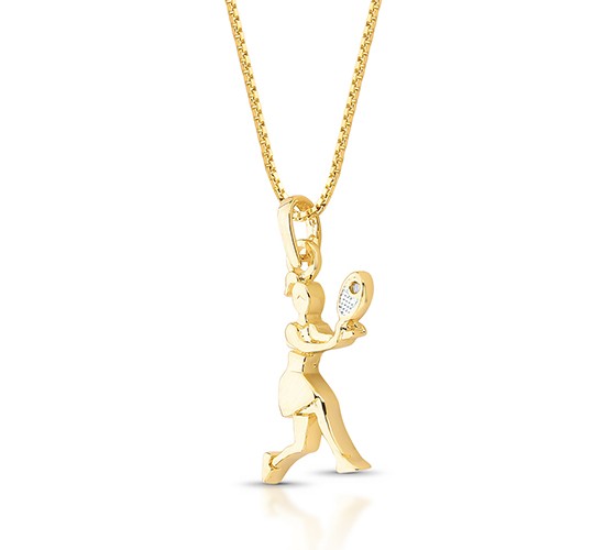 Colar tenista com raquete zirconia cristal. 12mm. 161199