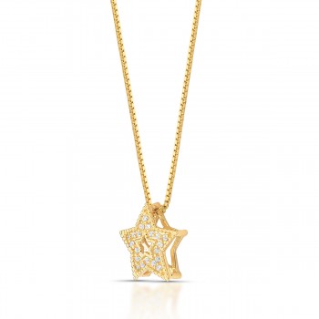 Colar estrela vazada zirconia cristal. 161215