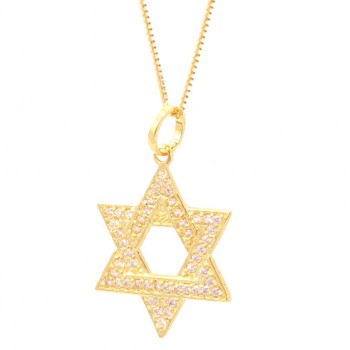 Colar estrela de davi zirconia cristal. 16x11mm. 161232