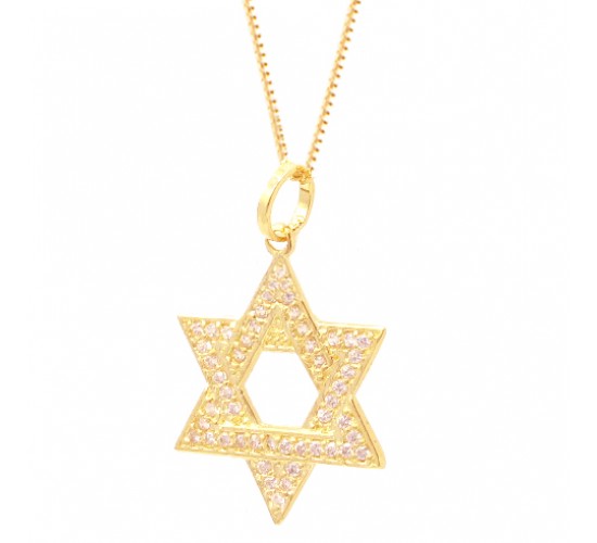 Colar estrela de davi zirconia cristal. 16x11mm. 161232