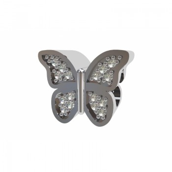 Berloque borboleta em prata com zirconia cristal. 361233 Berloque borboleta em prata com zirconia cristal. 361233