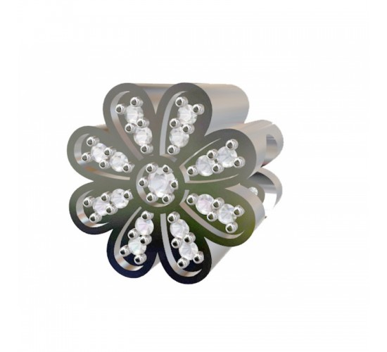 Berloque flor 8 petalas em prata com zirconia cristal. 361263