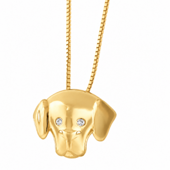 Colar rosto cachorro liso com olhos zirconia cristal. 7x10mm. 161268 Colar rosto cachorro liso com olhos zirconia cristal. 7x10mm. 161268