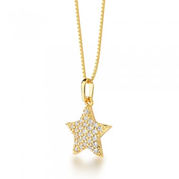 Colar estrela do mar zirconia cristal. 6mm. 161279