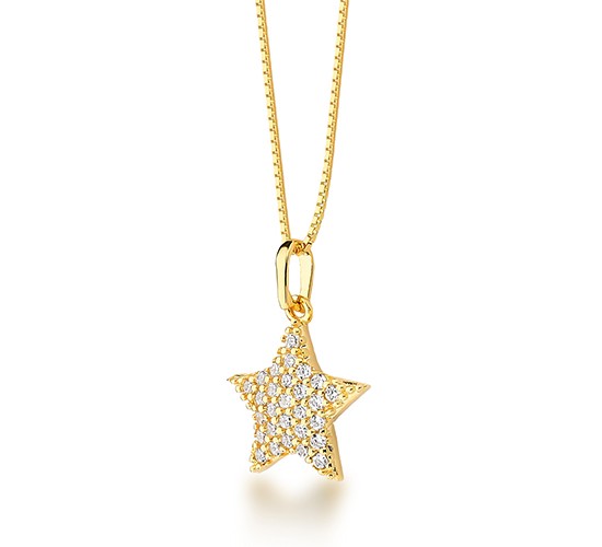 Colar estrela do mar zirconia cristal. 6mm. 161279