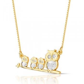 Colar mae coruja com 3 Filhos. 6x23mm. 161330