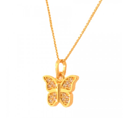 Colar borboleta pequena zirconia cristal. 5x6mm. 161446