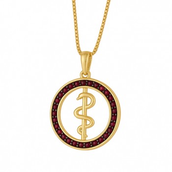 Colar profissao odontologia zirconia vermelho escuro. 161482