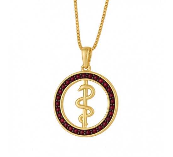 Colar profissao odontologia zirconia vermelho escuro. 161482