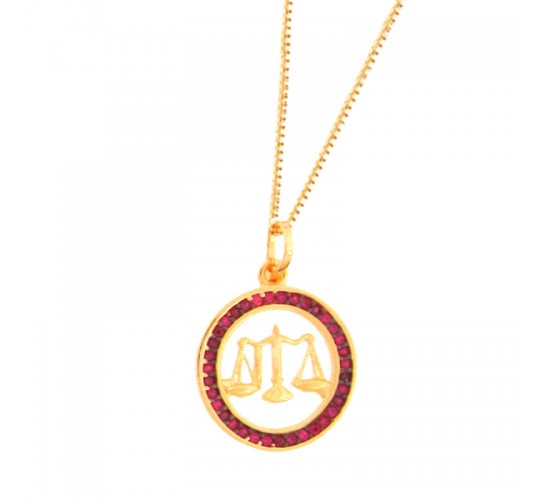 Colar profissao direito zirconia vermelha. 161484