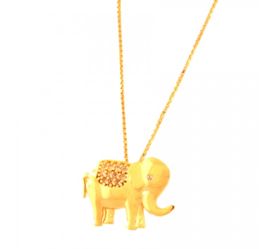 Colar elefante com detalhes zirconia cristal. 161571