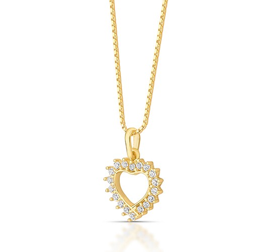 Colar coracao vazado zirconia cristal. 161573