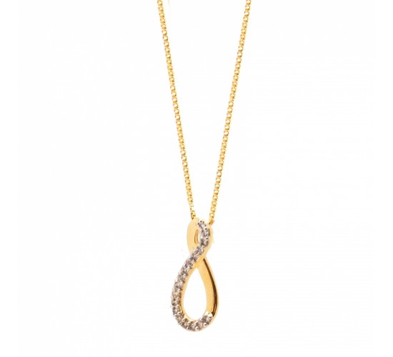 Colar infinito metade zirconia cristal e metade liso. 10x2mm. 161638