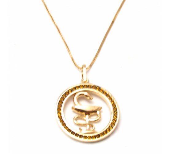 Colar profissao farmacia zirconia amarelo topazio. 161643