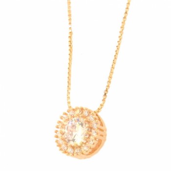 Colar chuveiro redondo pedra maior cristal com zirconia cristal em volta. 4mm. 161655
