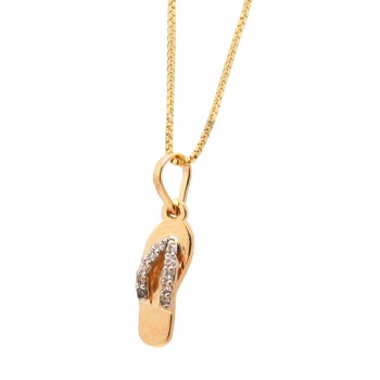 Colar chinelo liso com tiras zirconia cristal. 9mm. 161711