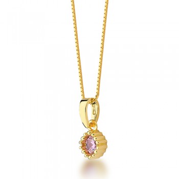 Colar redondo pequeno zirconia rosa claro. 161741