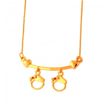 Colar canga 2 meninas zirconia vermelha na lateral. 11x25mm. 161784