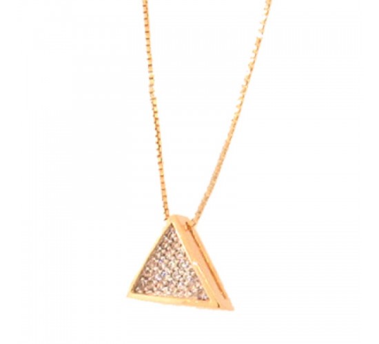 Colar chuveiro triangulo pequeno zirconia cristal. 5x5mm. 161801