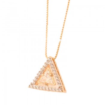 Colar triangulo com zirconia cristal em volta. 7x8mm. 161808