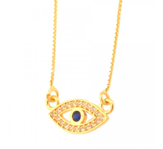 Colar olho grego zirconia azul escuro com zirconia azul claro em volta. 2x8mm. 161815