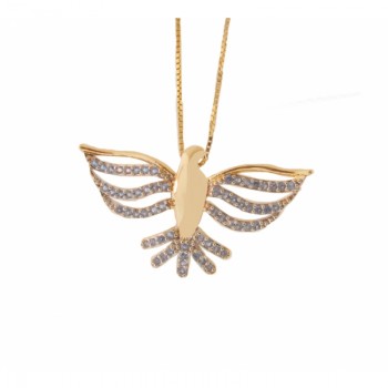 Colar divino medio com asas vazadas e rabo zirconia azul claro. 13x26mm. 161854 Colar divino medio com asas vazadas e rabo zirconia azul claro. 13x26mm. 161854