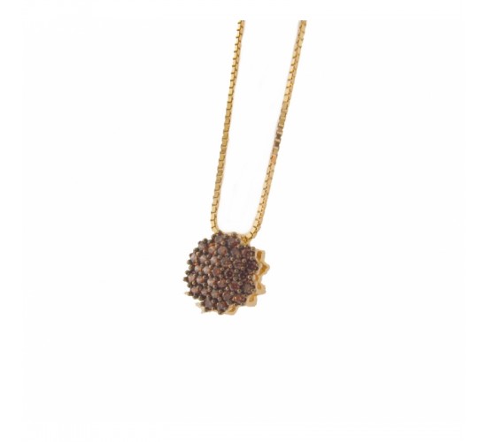 Colar chuveiro 6 lados zirconia chocolate. 161857