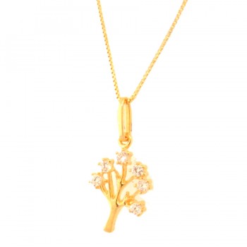 Colar arvore da vida com zirconia cristal nas pontas. 13x6mm. 161890