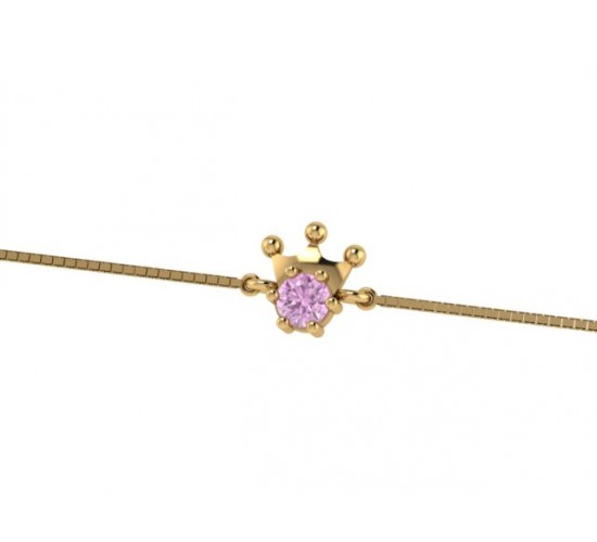 Pulseira infantil coroa zirconia rosa. 161899