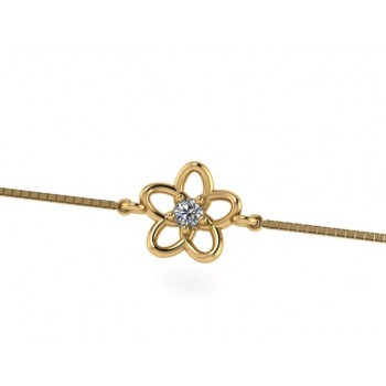 Pulseira infantil flor 5 petalas lisa com miolo zirconia cristal. 161925