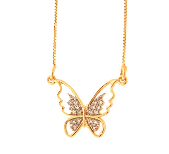 Colar borboleta vazada com zirconia cristal nas asas. 9x14mm. 161947