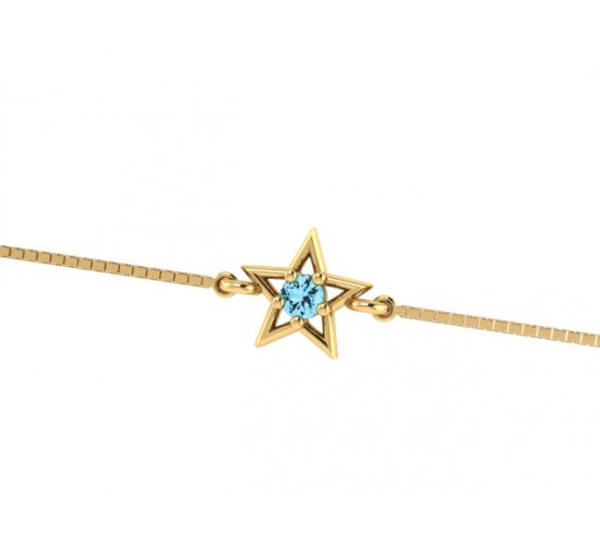 Pulseira infantil estrela lisa com zirconia azul claro no centro. 161951