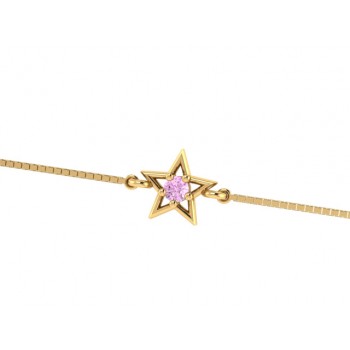 Pulseira infantil estrela lisa com zirconia rosa no centro. 161952