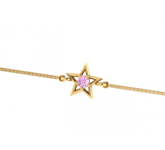 Pulseira infantil estrela lisa com zirconia rosa no centro. 161952