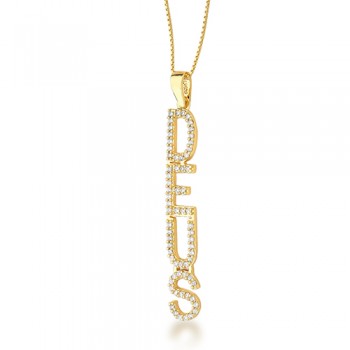 Colar escrito Deus zirconia cristal. 35x1mm. 161992