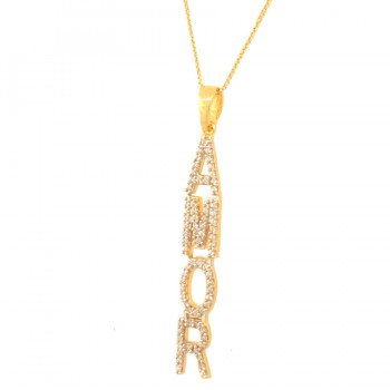 Colar escrito amor zirconia cristal. 35x1mm 161993