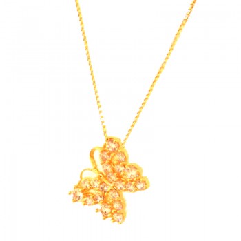 Colar borboleta pequena zirconia cristal nas asas corpinho liso. 6x8mm. 162011