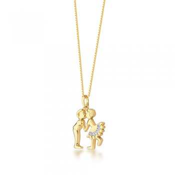 Colar casal de namorados zirconia cristal no vestido. 12x11mm. 162015