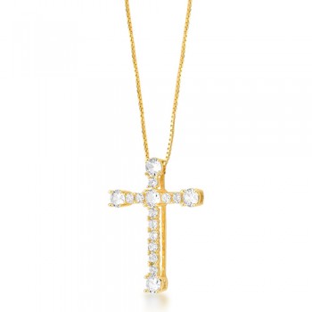 Colar cruz zirconia cristal, corrente 45cm. 22x16mm. 1620500