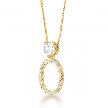 Colar oval, zirconia cristal pedra maior cristal. Corrente 45cm. 16x6mm. 1620530