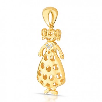 Pingente menina toda vazada 36mm, coração com zirconia cristal pequeno. 1620760