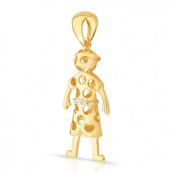 Pingente menino 35mm todo vazado, com detalhe em zirconia cristal. 1620770