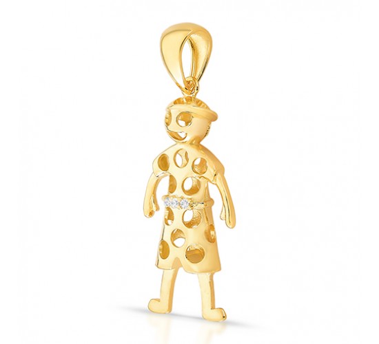 Pingente menino 35mm todo vazado, com detalhe em zirconia cristal. 1620770
