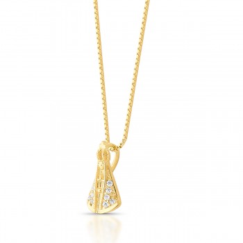 Colar Nossa Senhora Aparecida 12mm, manto cristal, corrente 45cm. 1620840 Colar Nossa Senhora Aparecida 12mm, manto cristal, corrente 45cm. 1620840