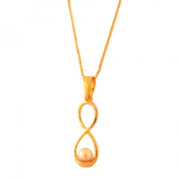Colar infinito liso com perola. 16x2mm. 163000
